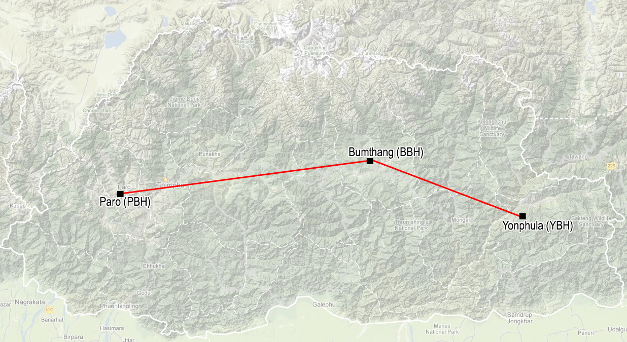 Getting to Bhutan, Where is Bhutan, Drukair Maps, Road