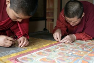 Bhutanese nuns making Thangka