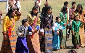 Bhutanese Girls in their National attire (Kira)