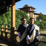 Ted & Razlan dressed in Gho at the Punakha Dzong