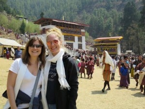 Tricia & Lindsay at the Paro Tshechu Festival